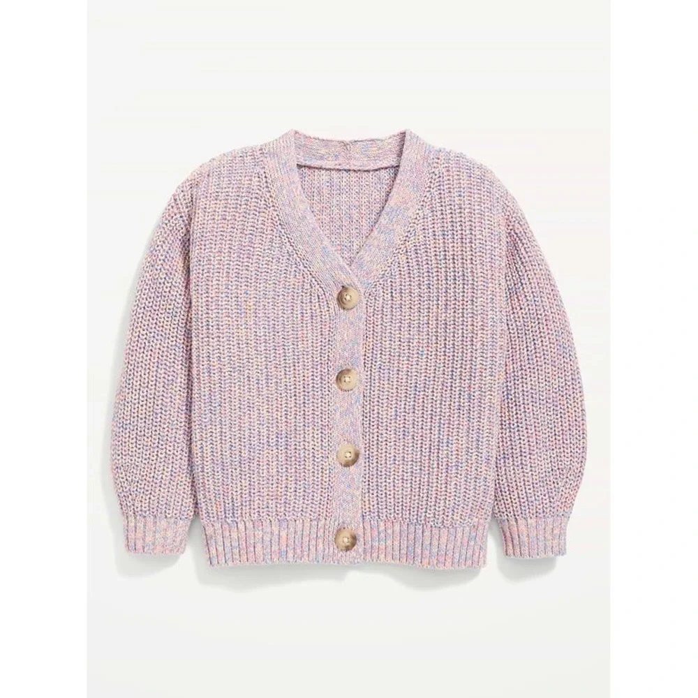 Old Navy Girls XL 12 Purple Space Dye Marled Knit Button Front Cardigan Sweater